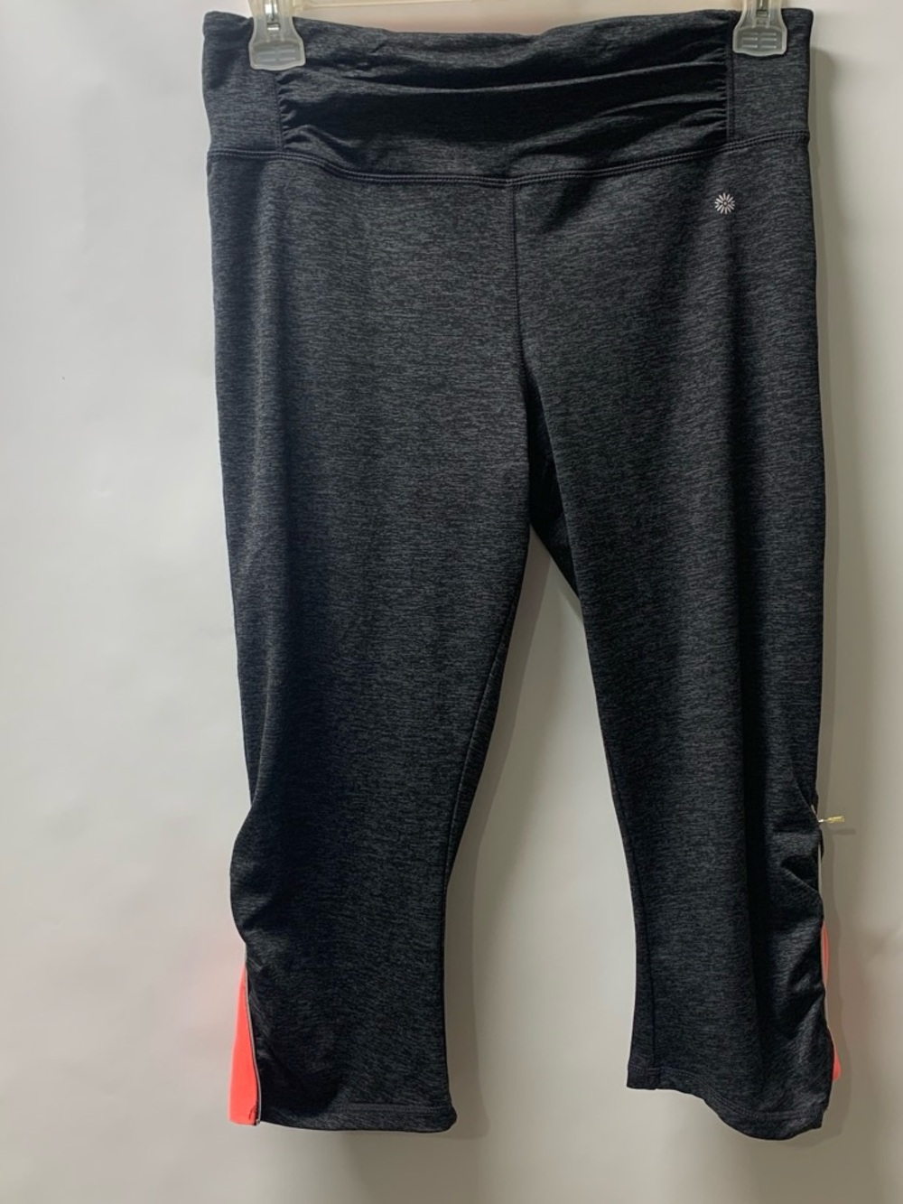 Tangerine Girls' Black Capri Leggings with Coral Side Panels